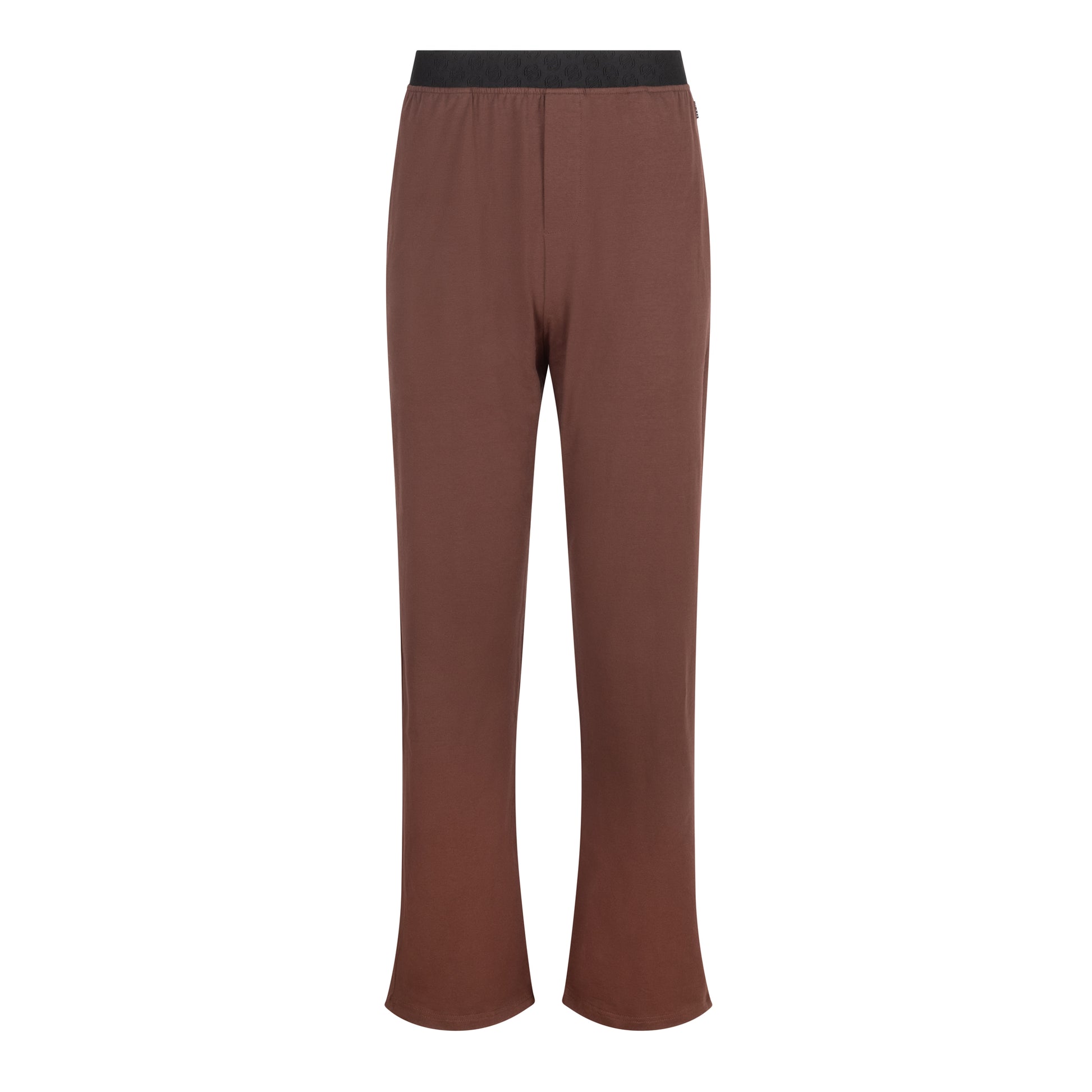 Pantalon de pyjama long marron pour homme SLAZZ, coupe droite avec taille élastiquée ton sur ton.