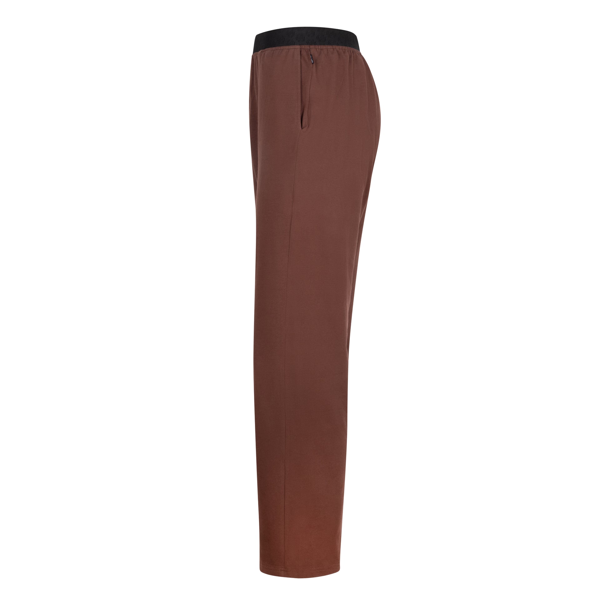 Vue arrière du pantalon de pyjama marron SLAZZ pour homme, avec taille élastiquée et coupe confortable.