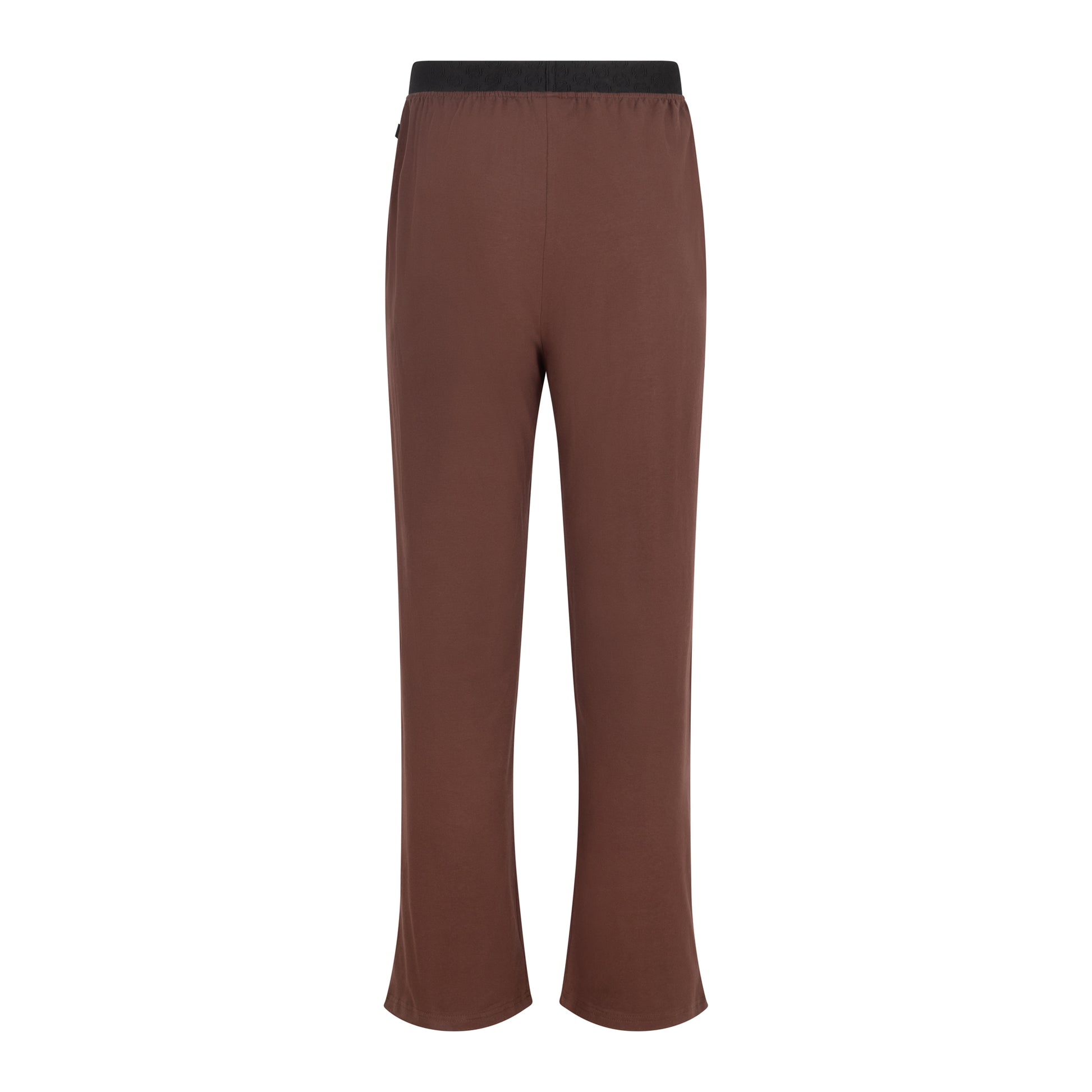Pantalon de pyjama marron SLAZZ pour homme, vue de côté montrant la jambe longue et la poche latérale.