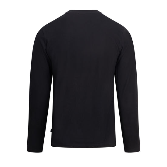 Haut de pyjama noir SLAZZ à manches longues, vue de dos sur fond blanc