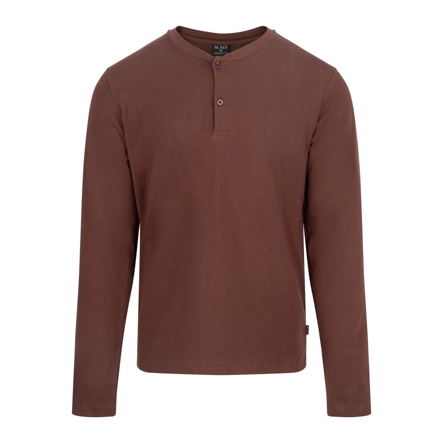 Haut de pyjama homme chocolat manches longues col tunisien avec boutons, collection SLAZZ
