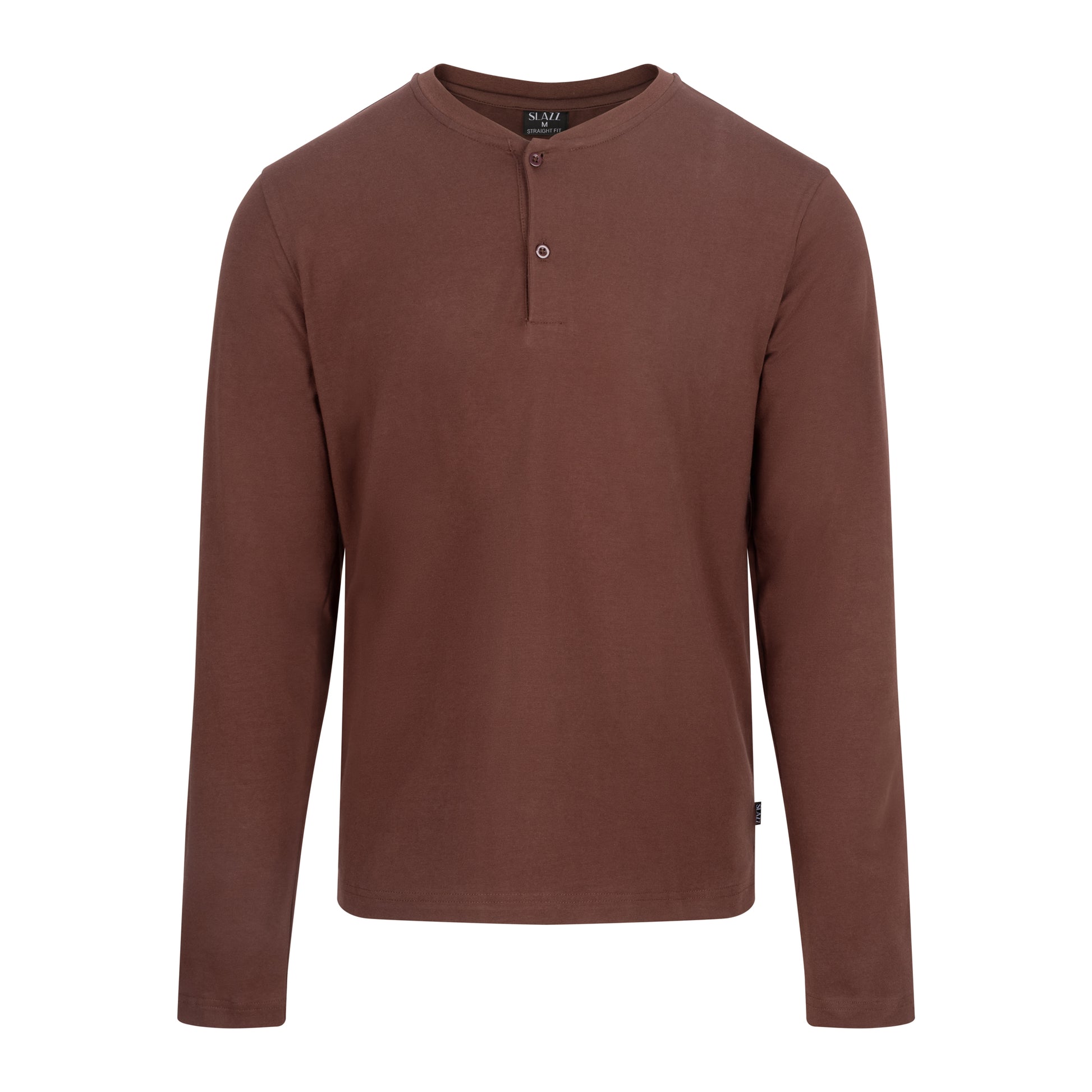 Haut de pyjama homme chocolat manches longues col tunisien avec boutons, collection SLAZZ