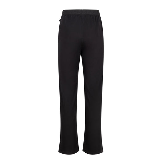 Vue arrière du pantalon de pyjama noir SLAZZ pour homme, avec taille élastiquée ton sur ton et coupe confortable.