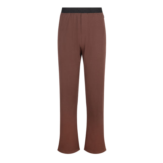 Pantalon de pyjama long marron pour homme SLAZZ, coupe droite avec taille élastiquée ton sur ton.